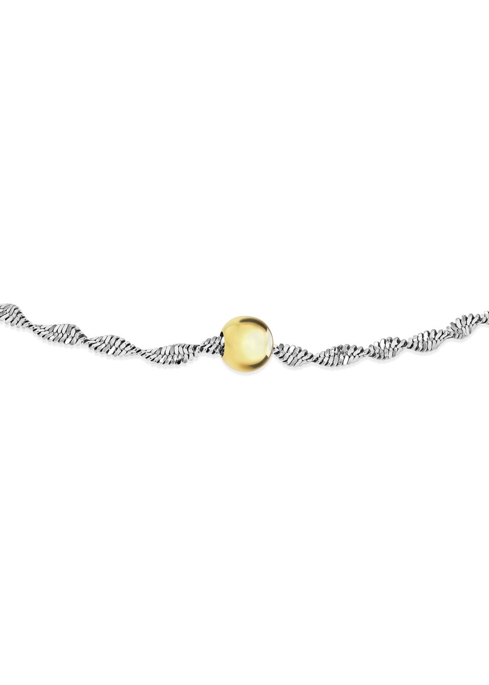 Golden Moments Sterling Silver Gold Plated Ball & Twist Curb Chain Bracelet