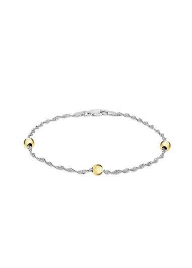 Golden Moments Sterling Silver Gold Plated Ball & Twist Curb Chain Bracelet