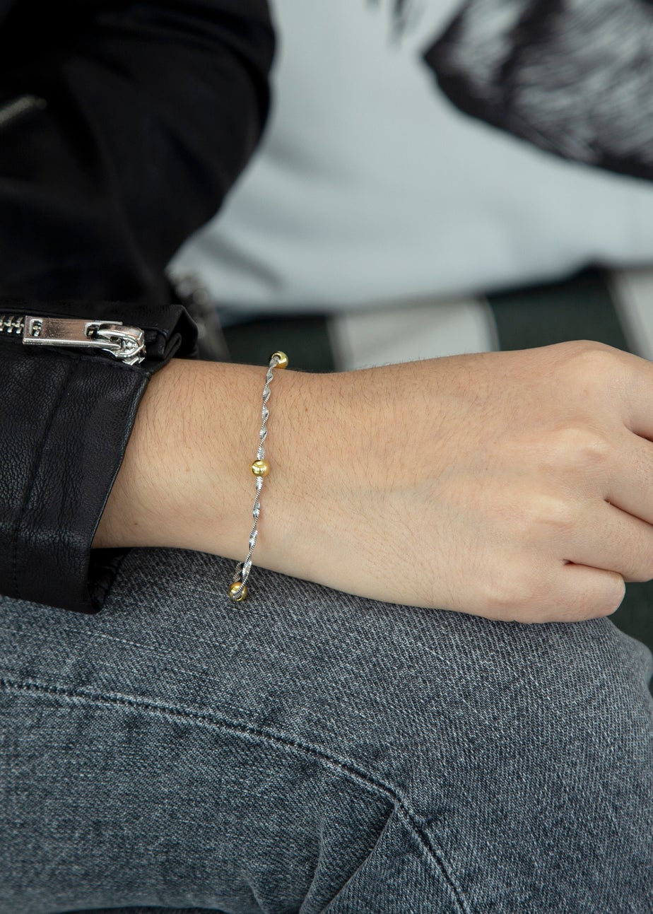 Golden Moments Sterling Silver Gold Plated Ball & Twist Curb Chain Bracelet