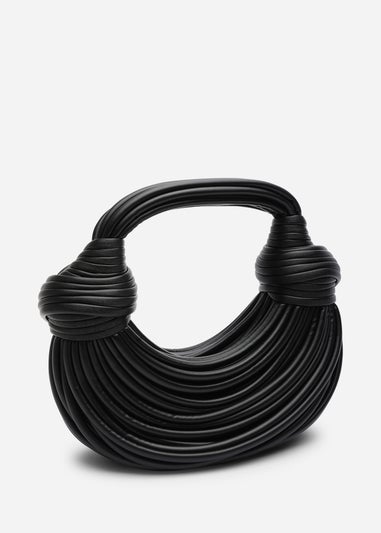 Where's That From Womens Blossom Curved Black Metallic Shoulder Bag