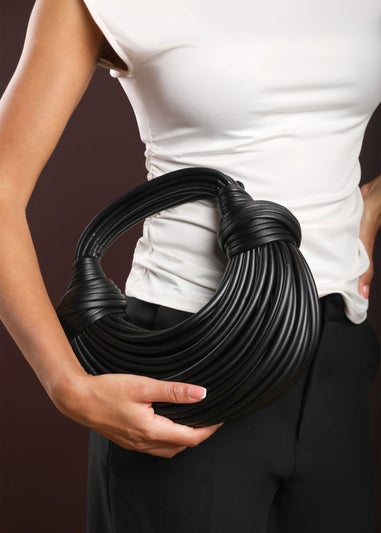 Where's That From Womens Blossom Curved Black Metallic Shoulder Bag