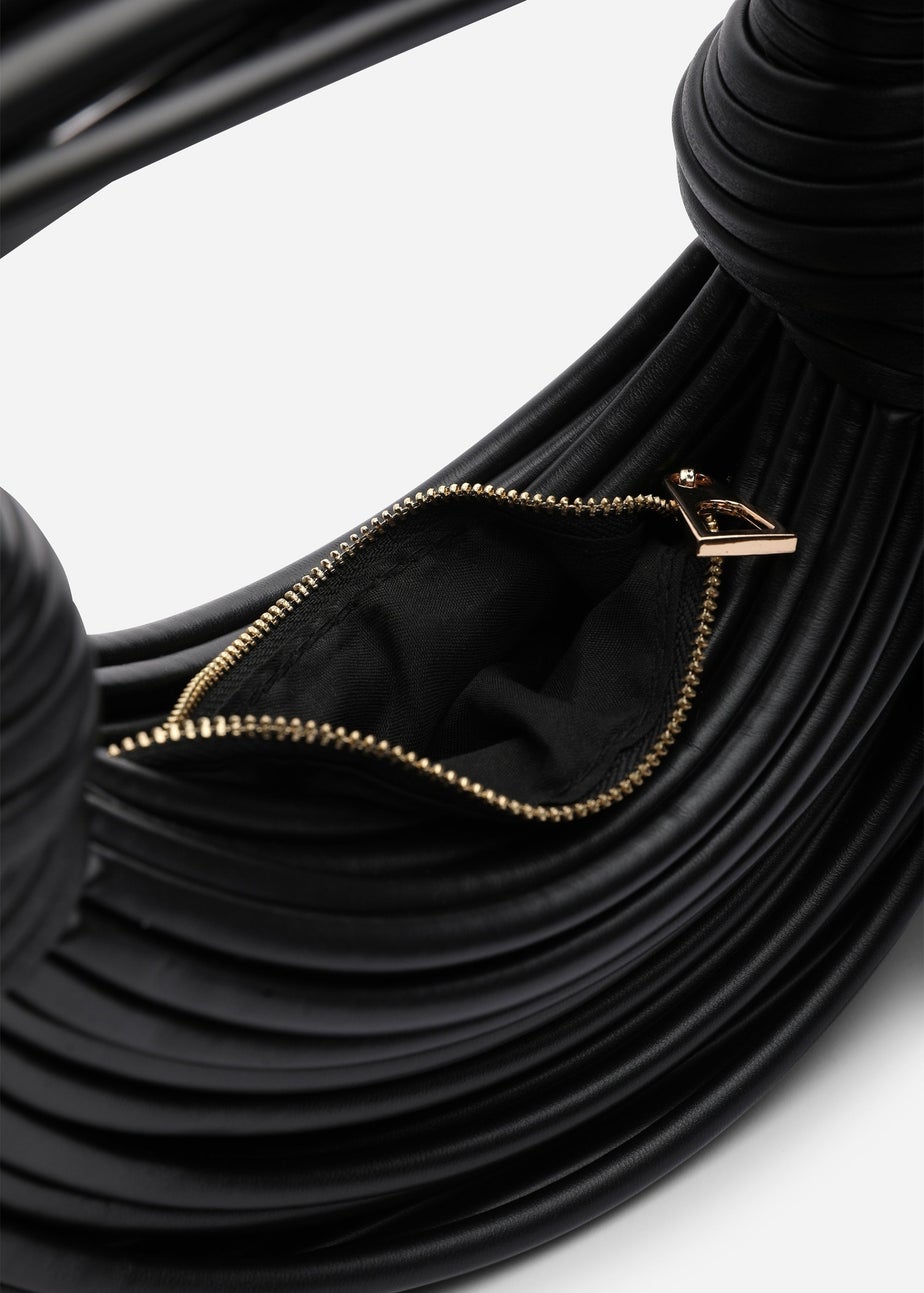 Where's That From Womens Blossom Curved Black Metallic Shoulder Bag