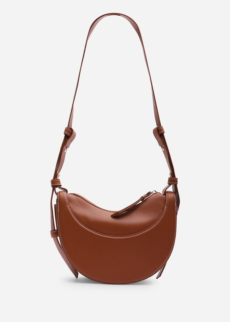 Where's That From Womens Envie Crescent Faux Leather Shoulder Bag in Tan