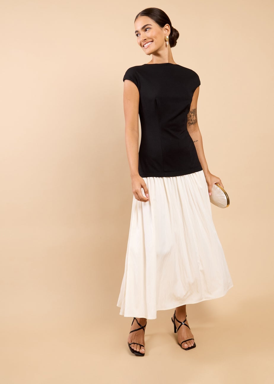 Little Mistress Monochrome Dropped Waist Maxi Dress