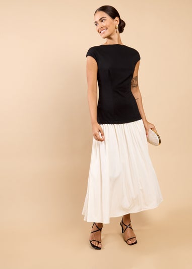 Little Mistress Monochrome Dropped Waist Maxi Dress