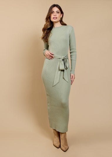Little Mistress Sage Tie Detail Midaxi Dress