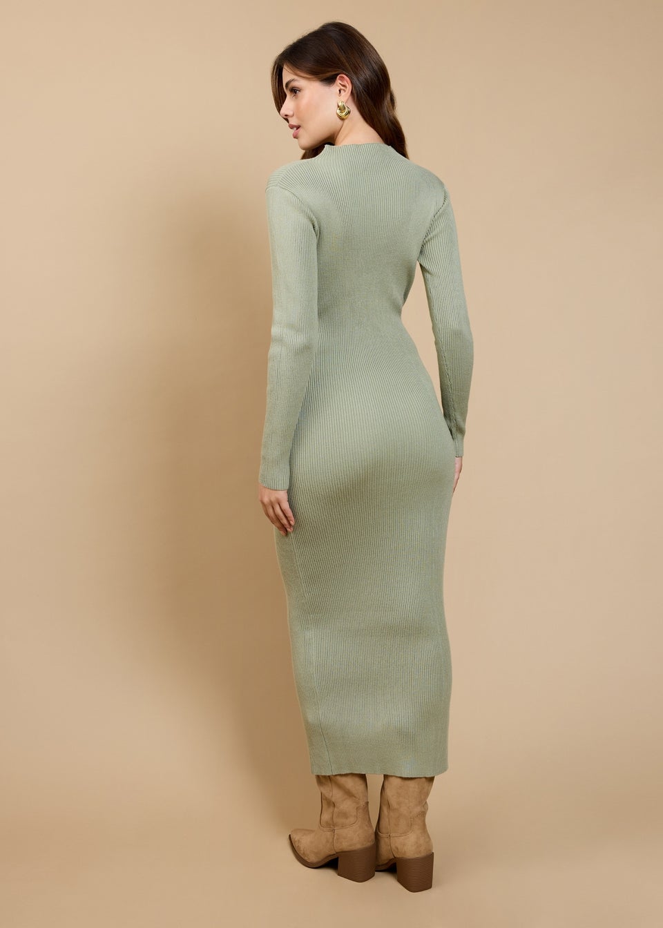 Little Mistress Sage Tie Detail Midaxi Dress