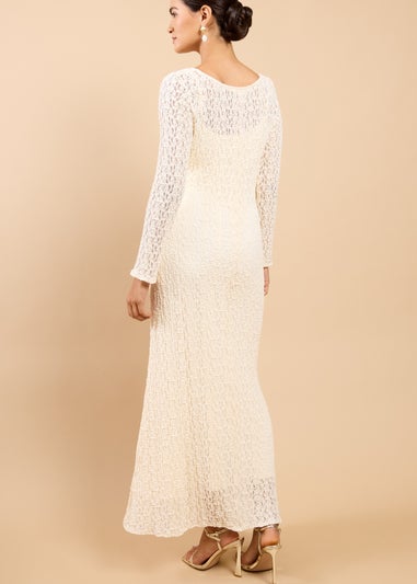 Little Mistress Cream Textured Midaxi Dress