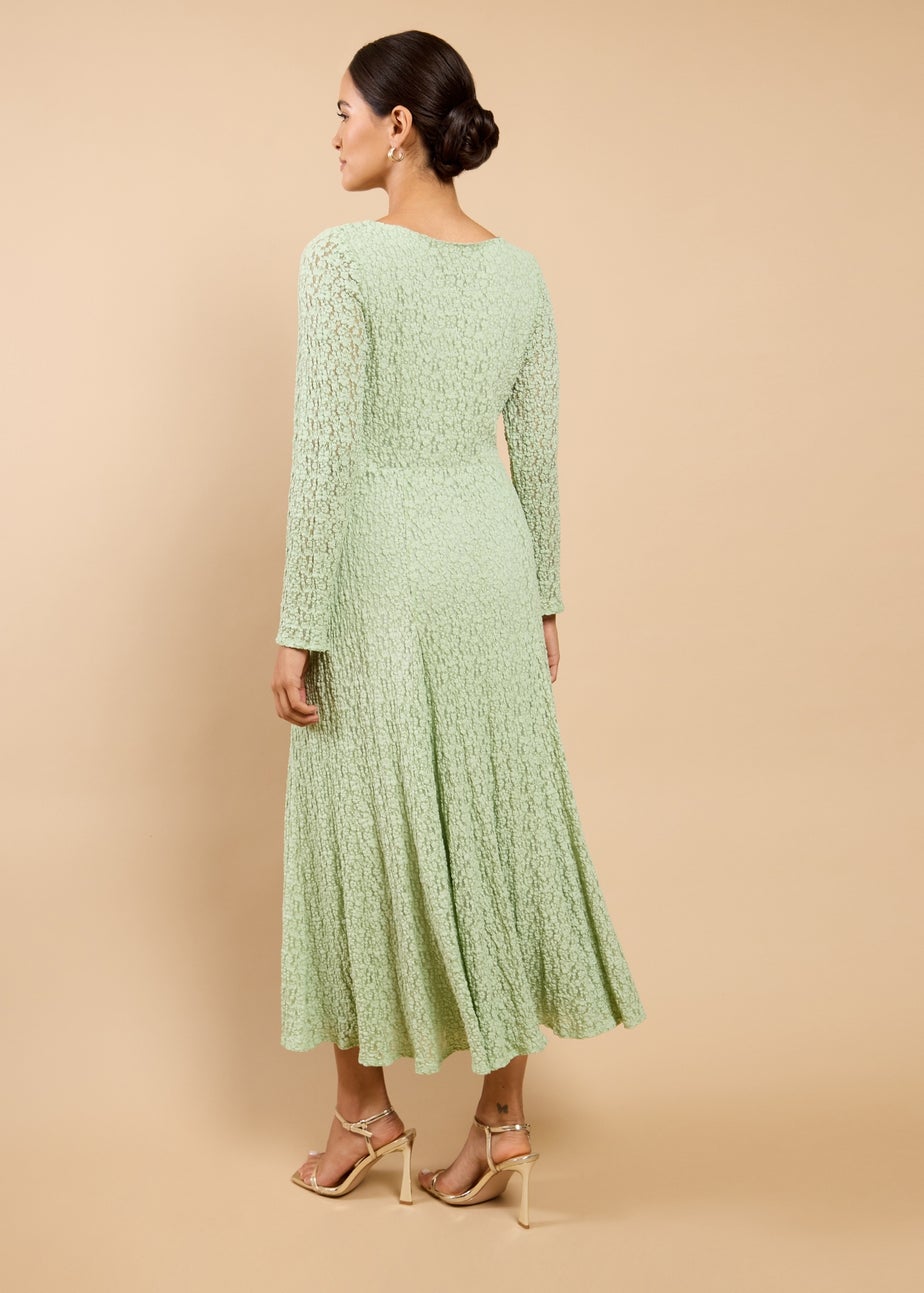 Little Mistress Sage Green Textured Midaxi Dress
