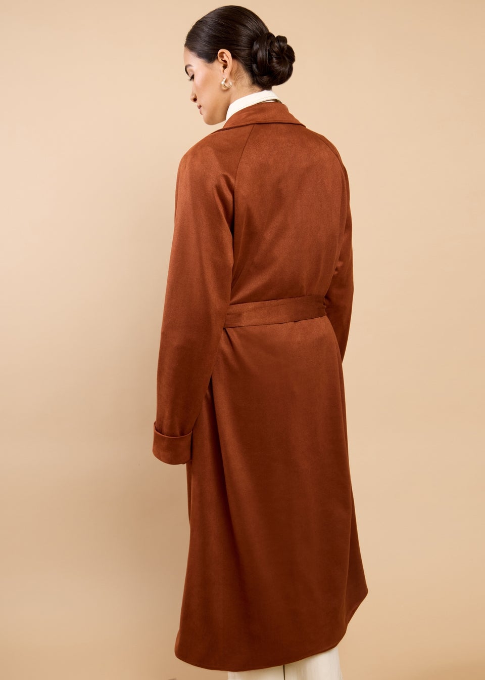 Little Mistress Brown Suedette Trench Coat