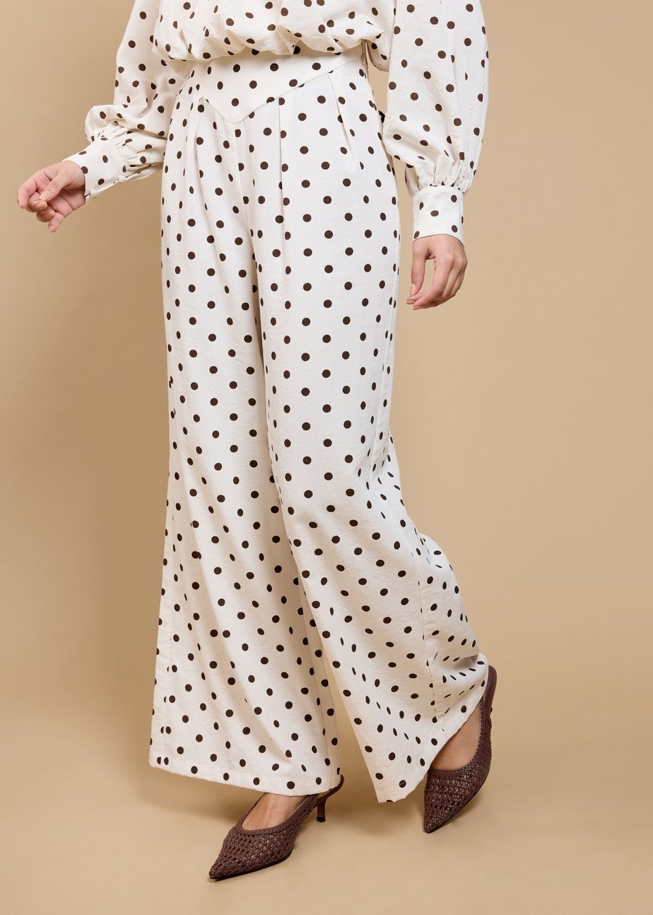Little Mistress Polka Dot Wide Leg Trousers