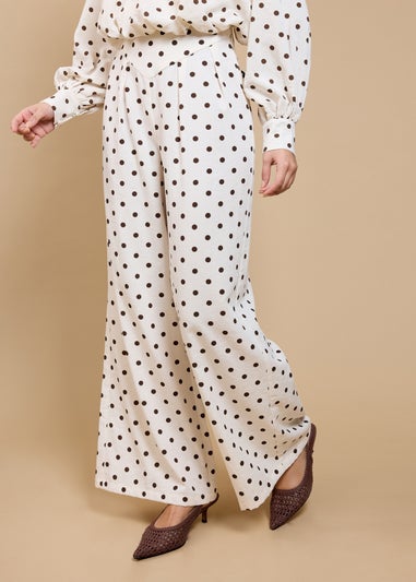 Little Mistress Polka Dot Wide Leg Trousers
