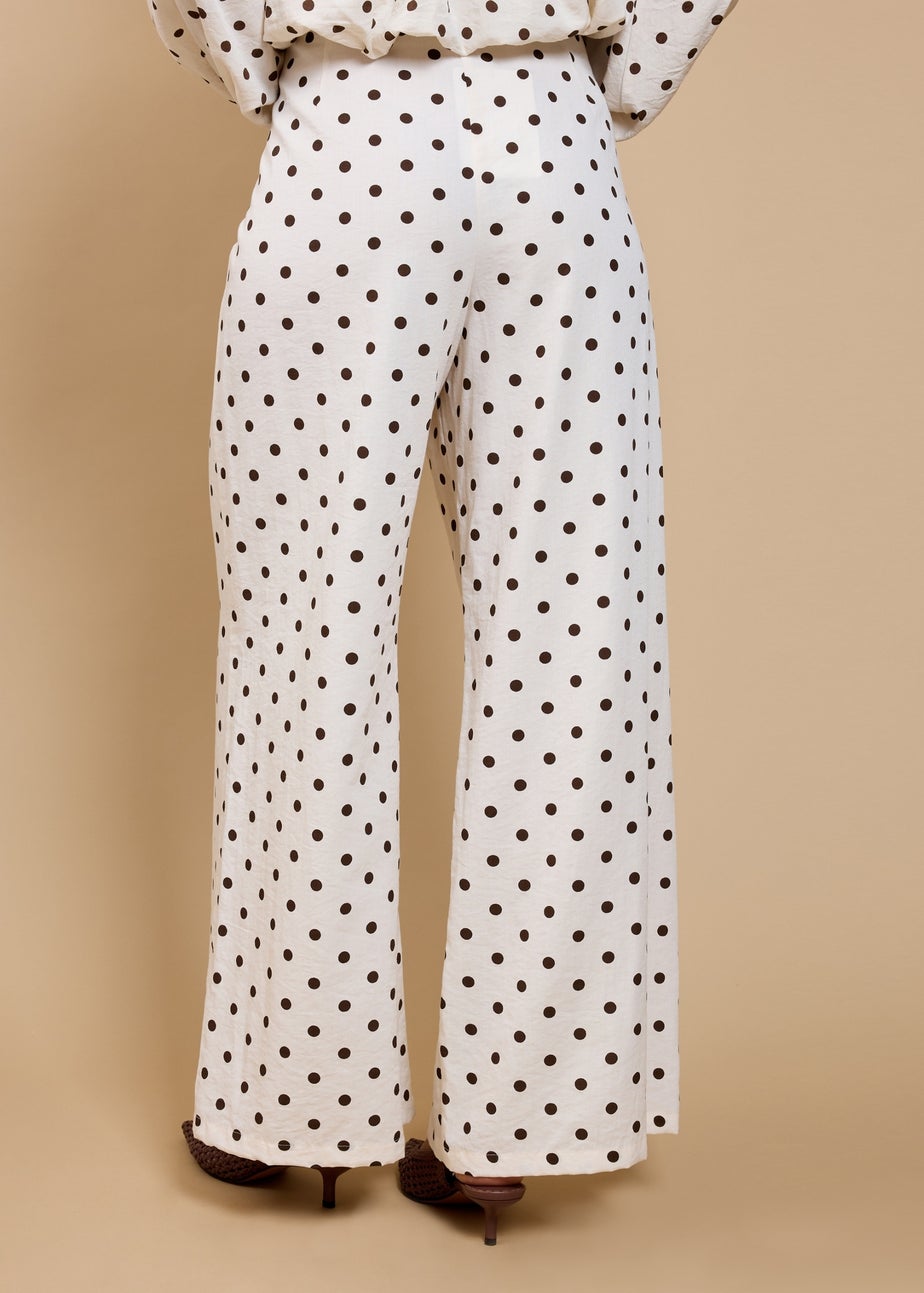 Little Mistress Polka Dot Wide Leg Trousers