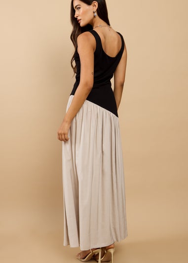 Little Mistress Black Dropped Waist Midaxi Dress