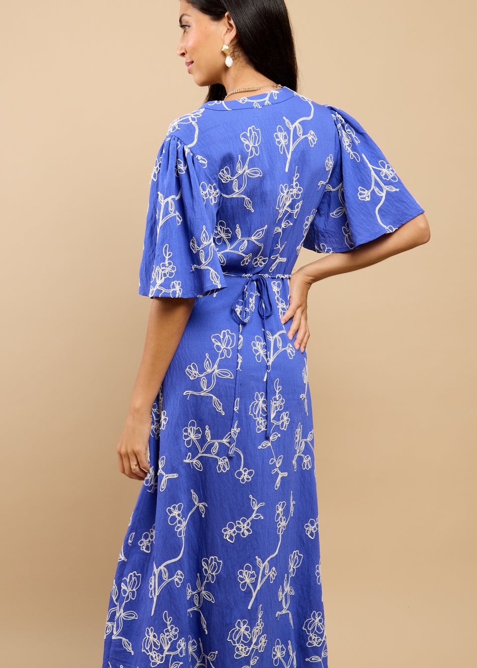 Little Mistress Blue Embroidered Midaxi Dress