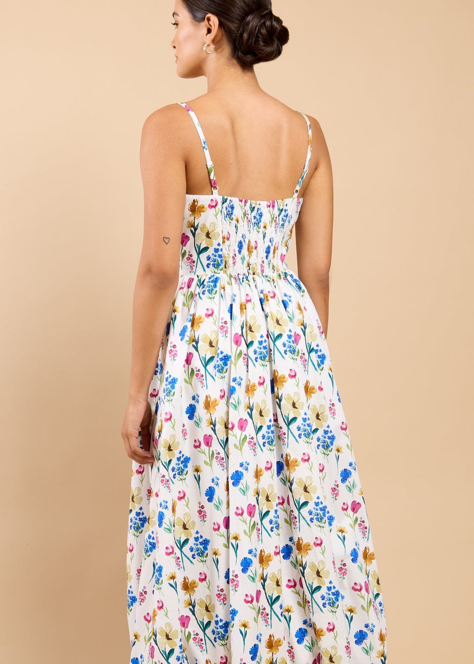 Little Mistress Floral Print Balloon Hem Midaxi Dress