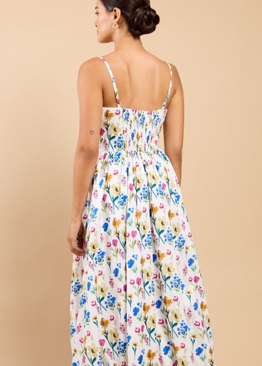 Little Mistress Floral Print Balloon Hem Midaxi Dress
