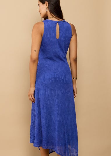 Little Mistress Blue Textured Midaxi Dress