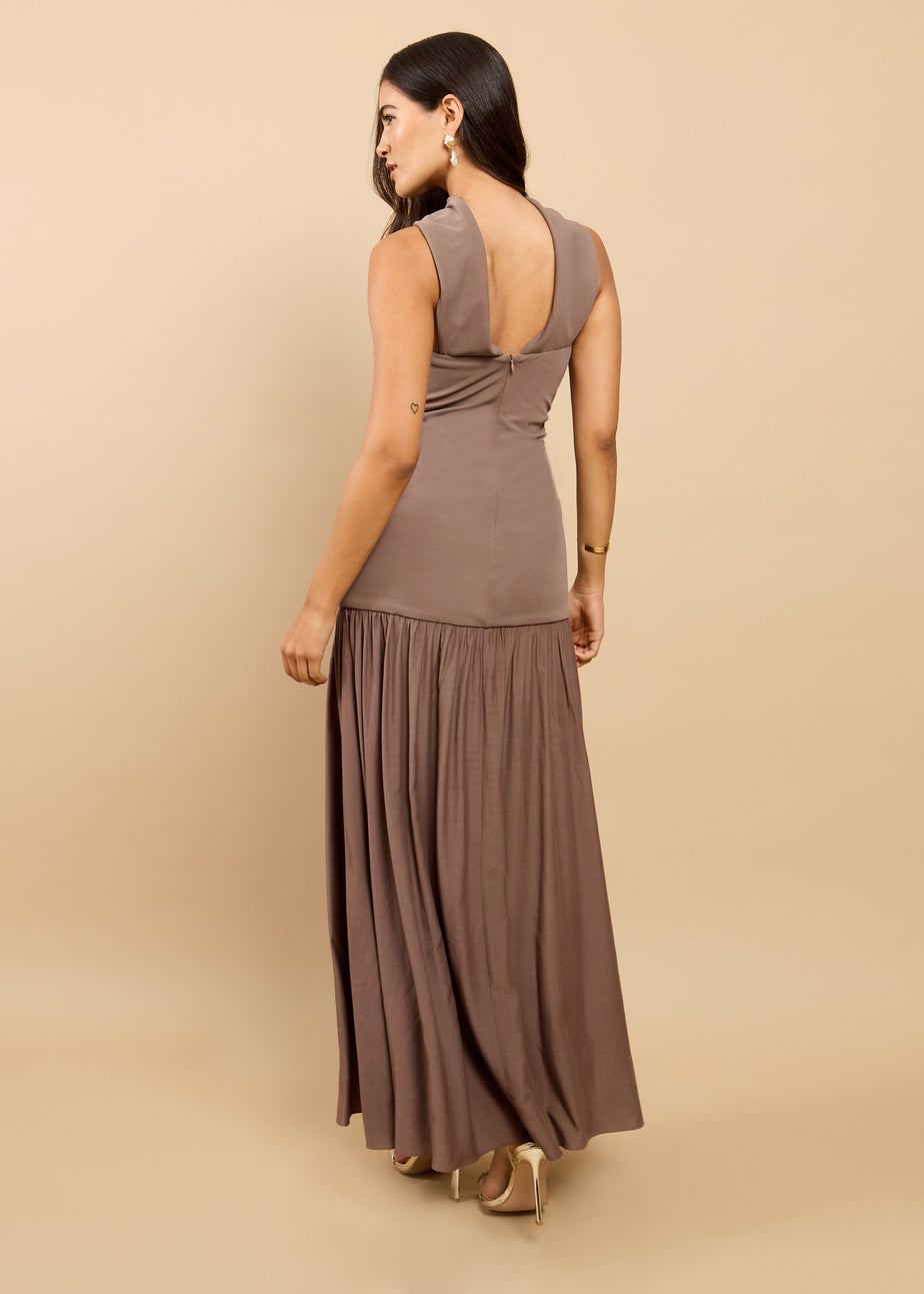 Little Mistress Mink Dropped Waist Maxi Dress