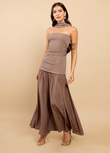 Little Mistress Mink Dropped Waist Maxi Dress