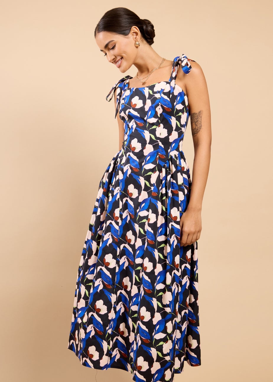 Little Mistress Floral Print Tie Strap Midaxi Dress