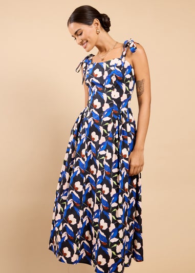 Little Mistress Floral Print Tie Strap Midaxi Dress