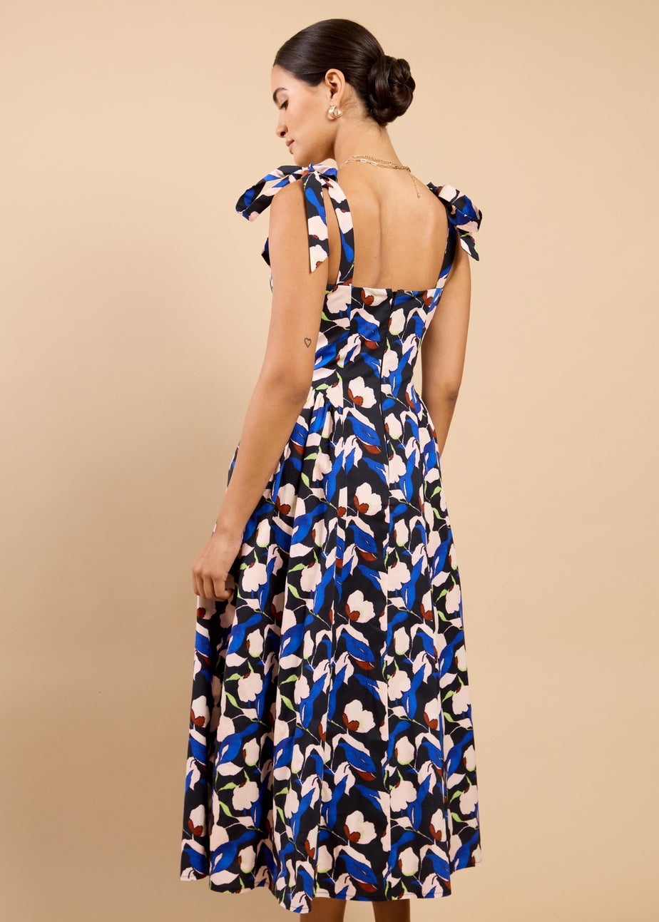 Little Mistress Floral Print Tie Strap Midaxi Dress