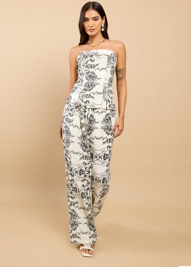 Little Mistress Monochrome Floral Print Bandeau Top