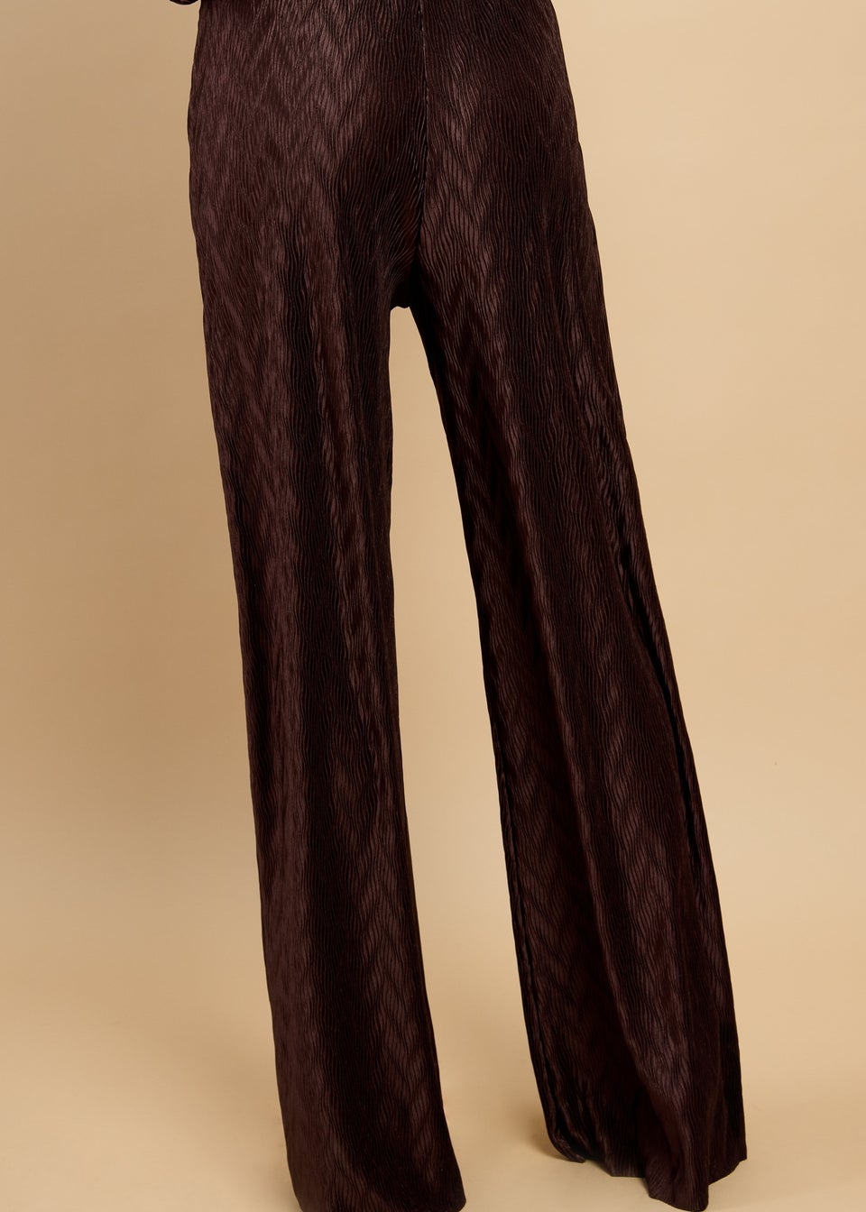 Little Mistress Brown Plisse Wide Leg Trousers
