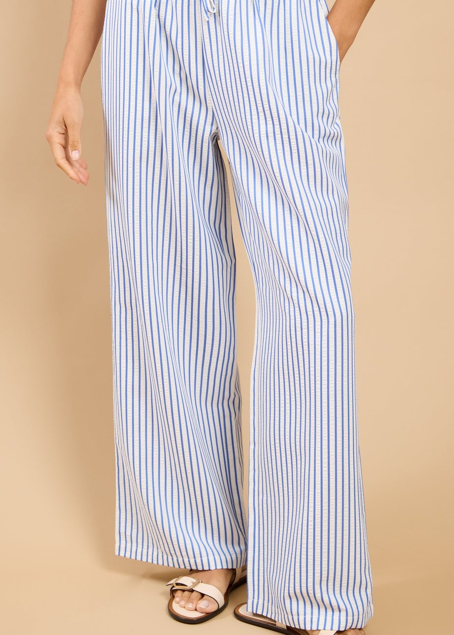 Little Mistress Blue Stripe Wide Leg Trousers