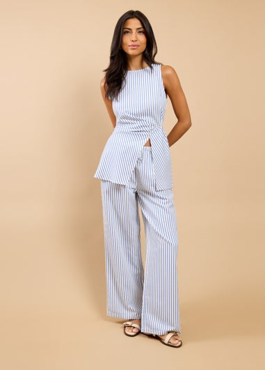 Little Mistress Blue Stripe Wide Leg Trousers