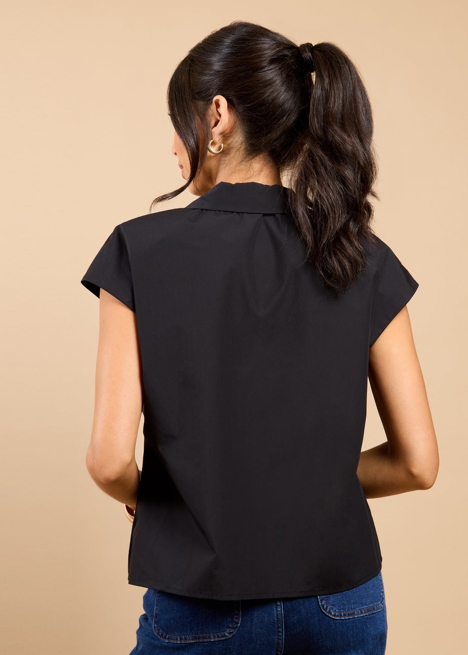 Little Mistress Black Gathered Detail Shirt Top