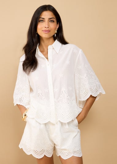 Little Mistress White Embroidered Shirt