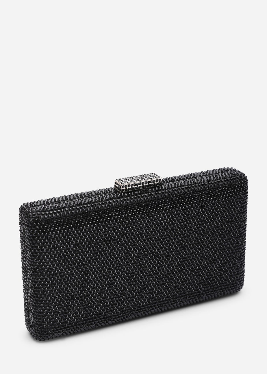 Where's That From Veil Black Embellished Hard-Case Evening Clutch Bag