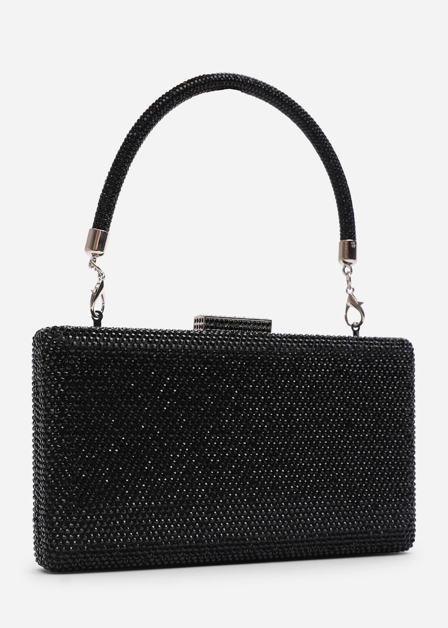 Where's That From Veil Black Embellished Hard-Case Evening Clutch Bag