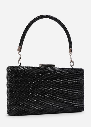 Where's That From Veil Black Embellished Hard-Case Evening Clutch Bag