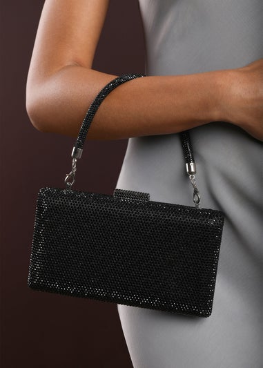 Where's That From Veil Black Embellished Hard-Case Evening Clutch Bag