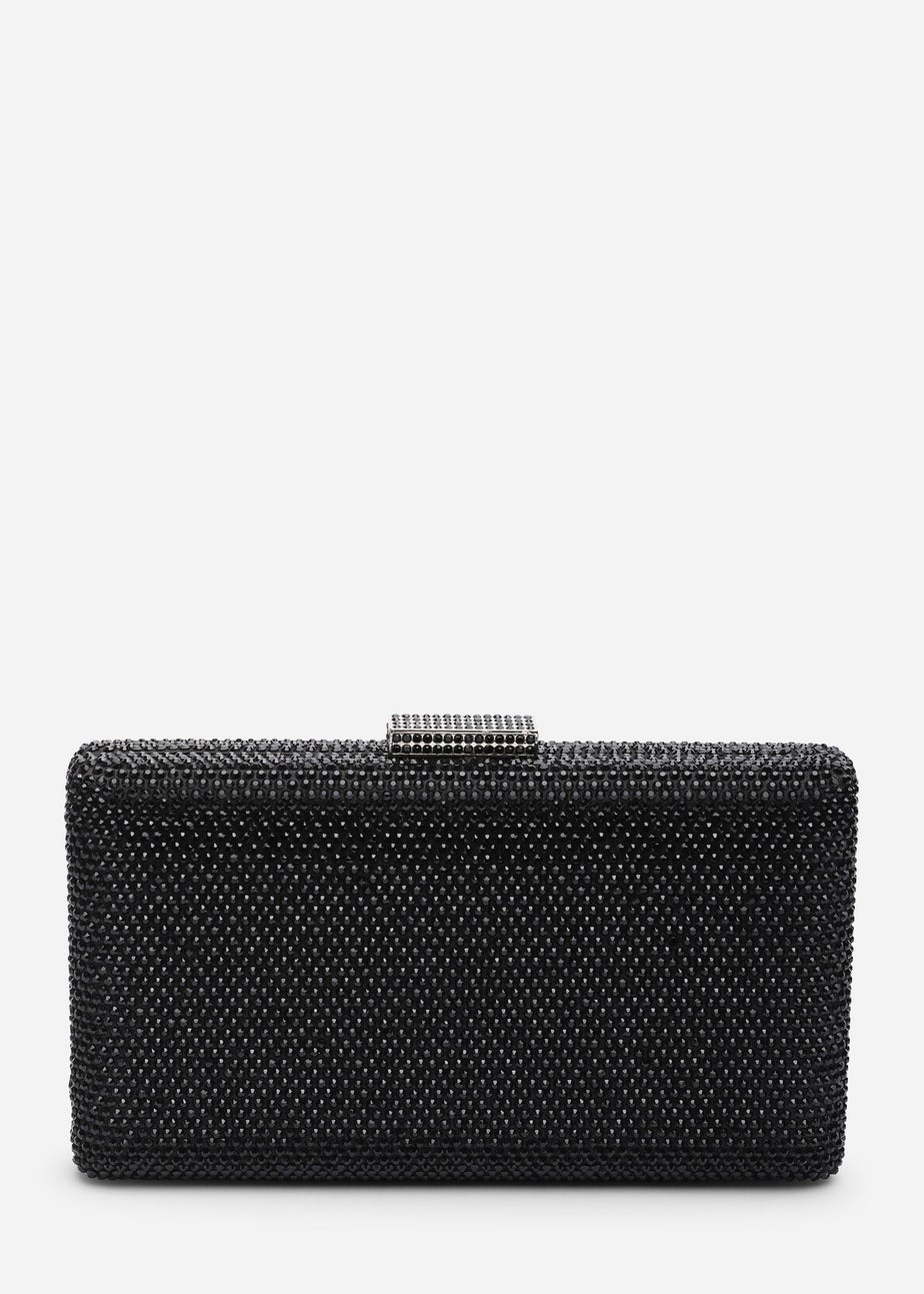 Where's That From Veil Black Embellished Hard-Case Evening Clutch Bag