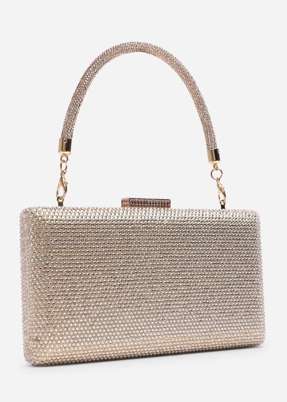 Where's That From Veil Gold Embellished Hard-Case Evening Clutch Bag