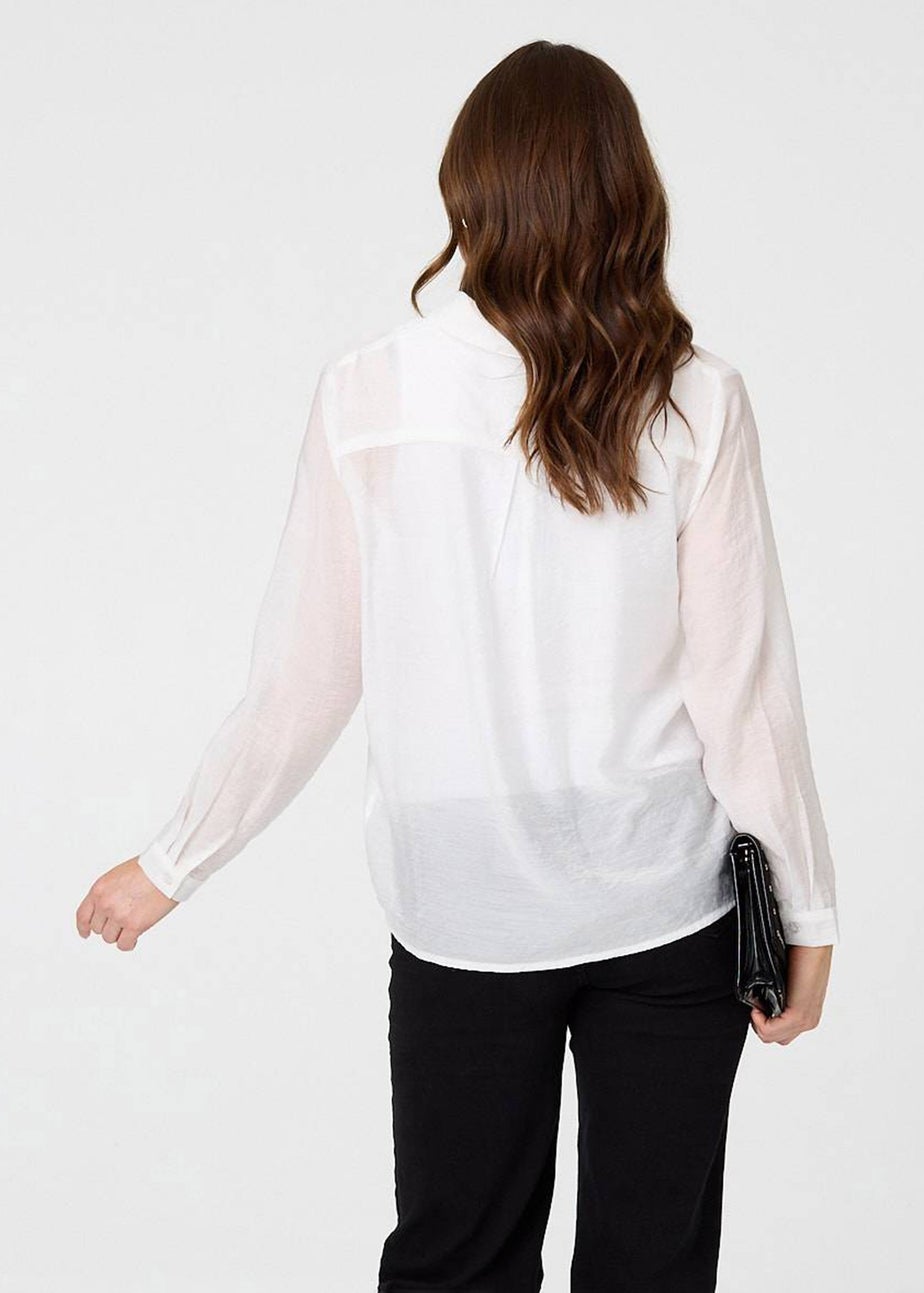 Izabel London White Semi Sheer Layered Long Sleeve Shirt