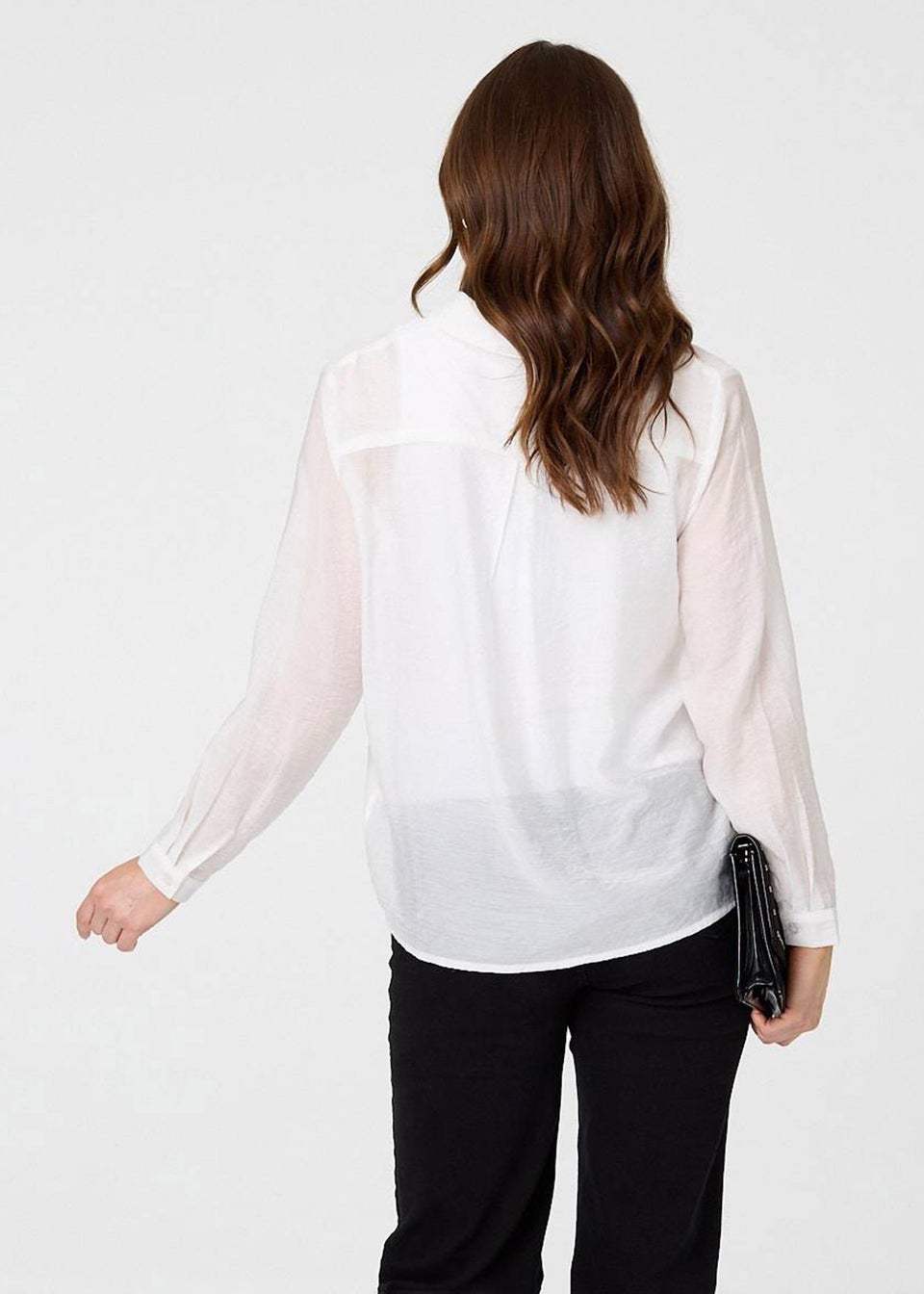 Izabel London White Semi Sheer Layered Long Sleeve Shirt