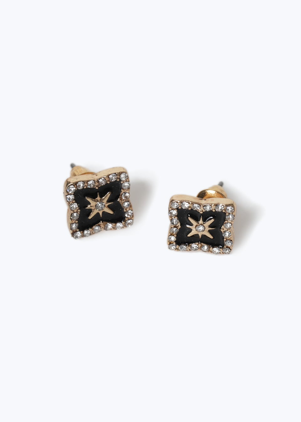 Muse Black Pointed Stud Earrings