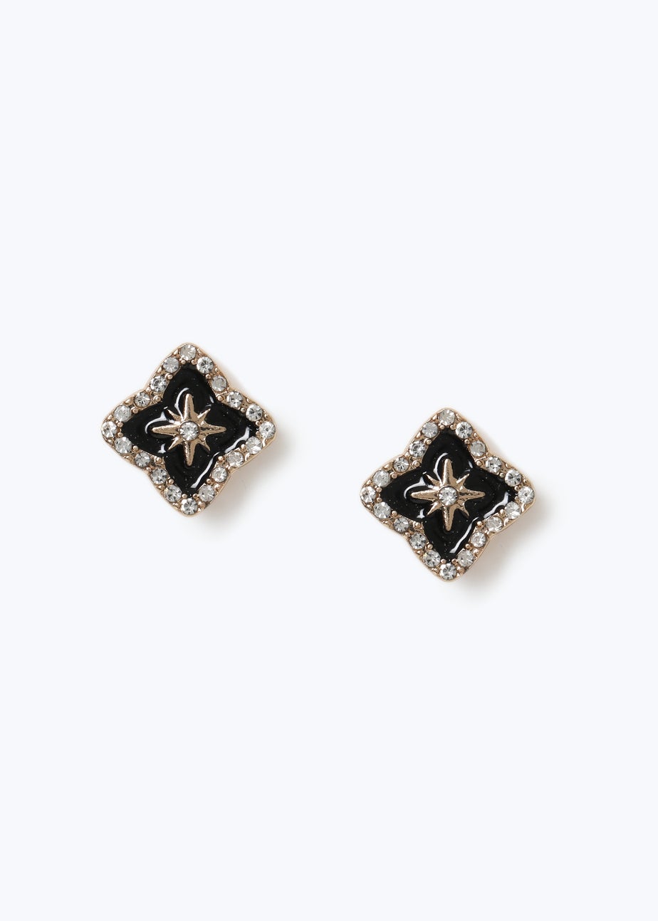 Muse Black Pointed Stud Earrings