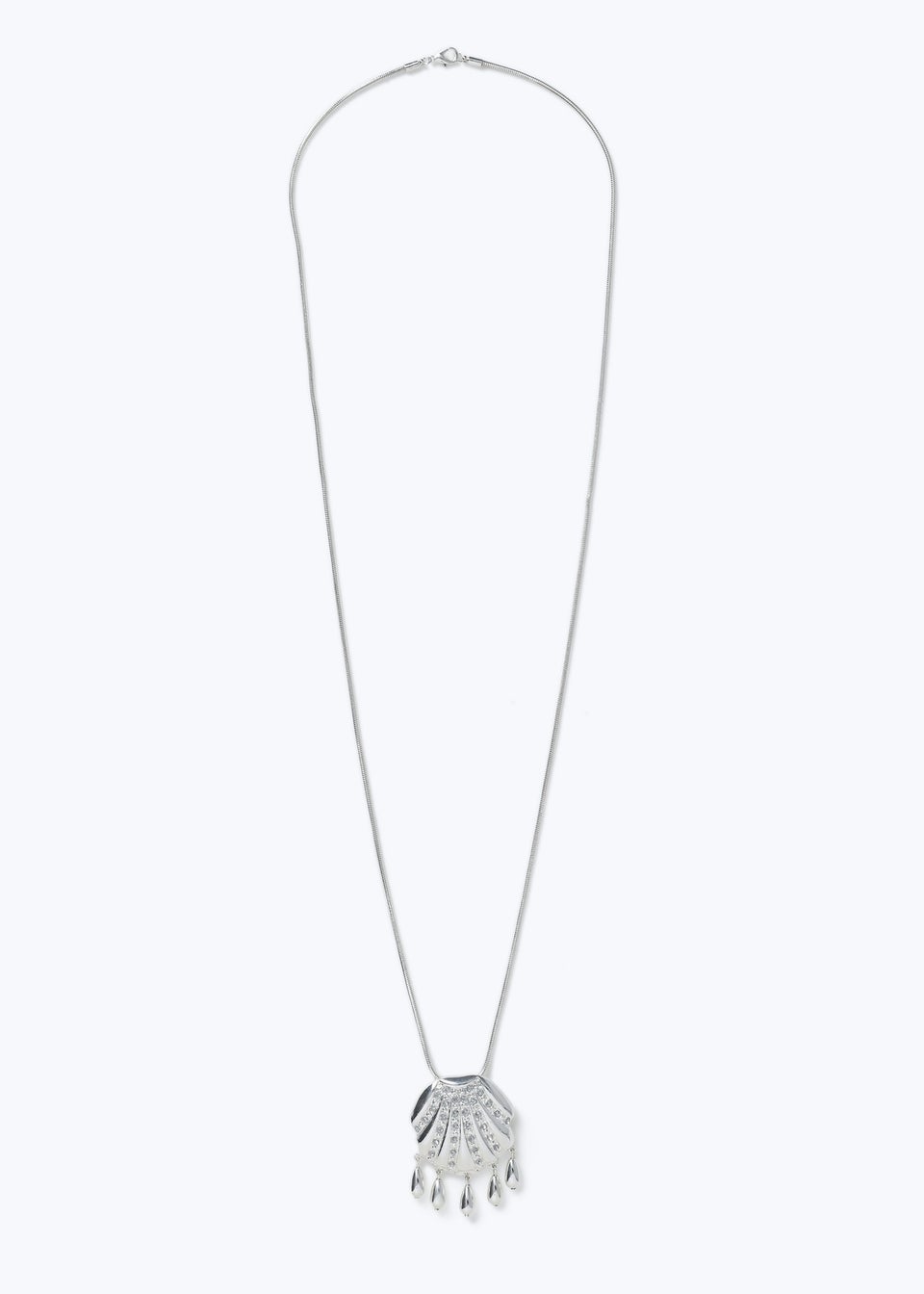 Muse Silver Long Shell Pendant Necklace