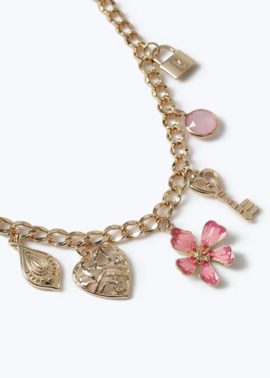 Muse Gold Heart and Key Charm Necklace