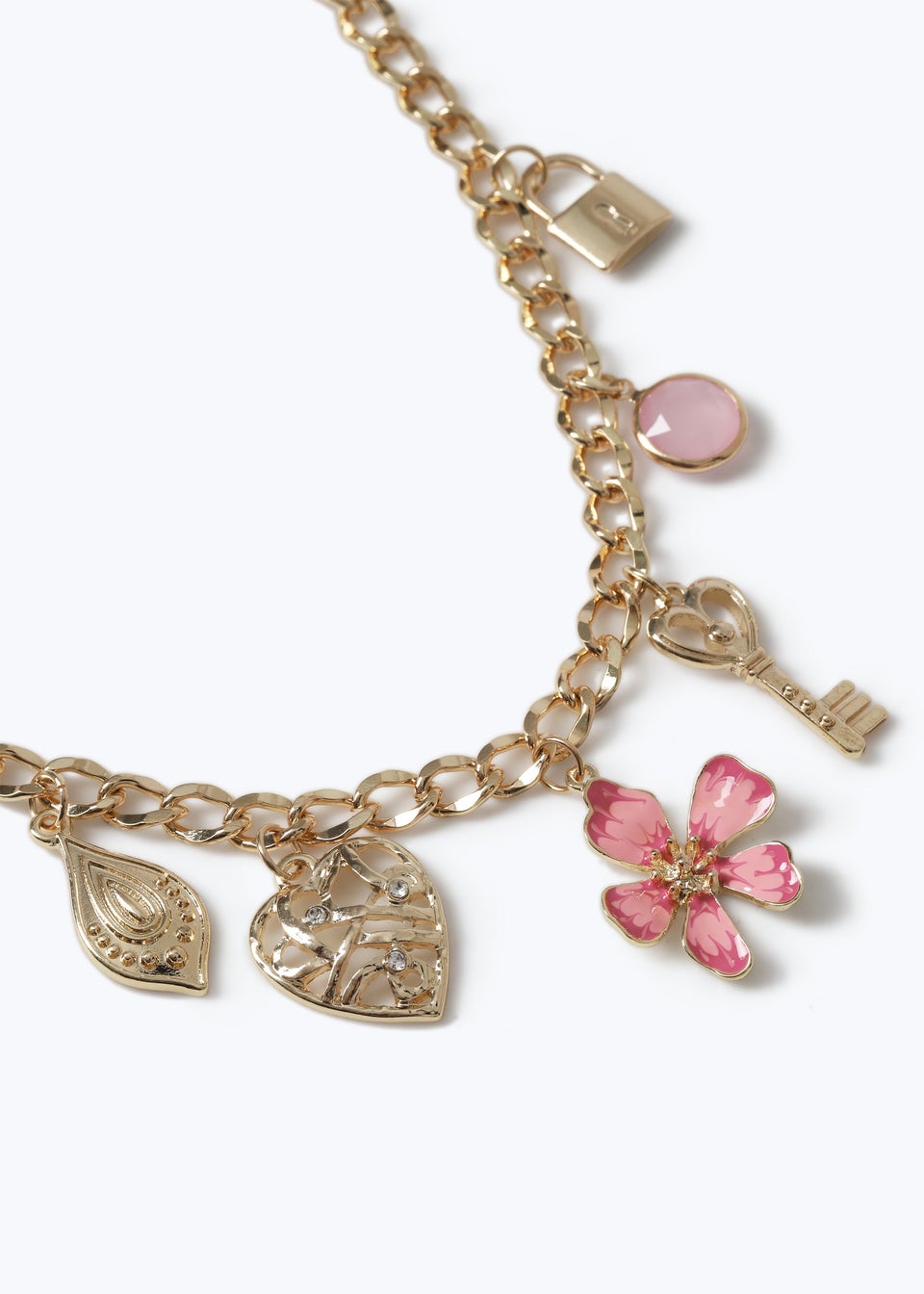 Muse Gold Heart and Key Charm Necklace