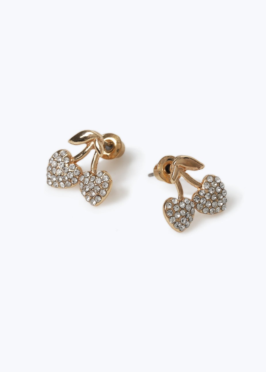 Muse Gold Pave Cherry Stud Earrings