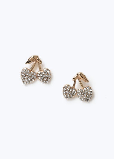 Muse Gold Pave Cherry Stud Earrings