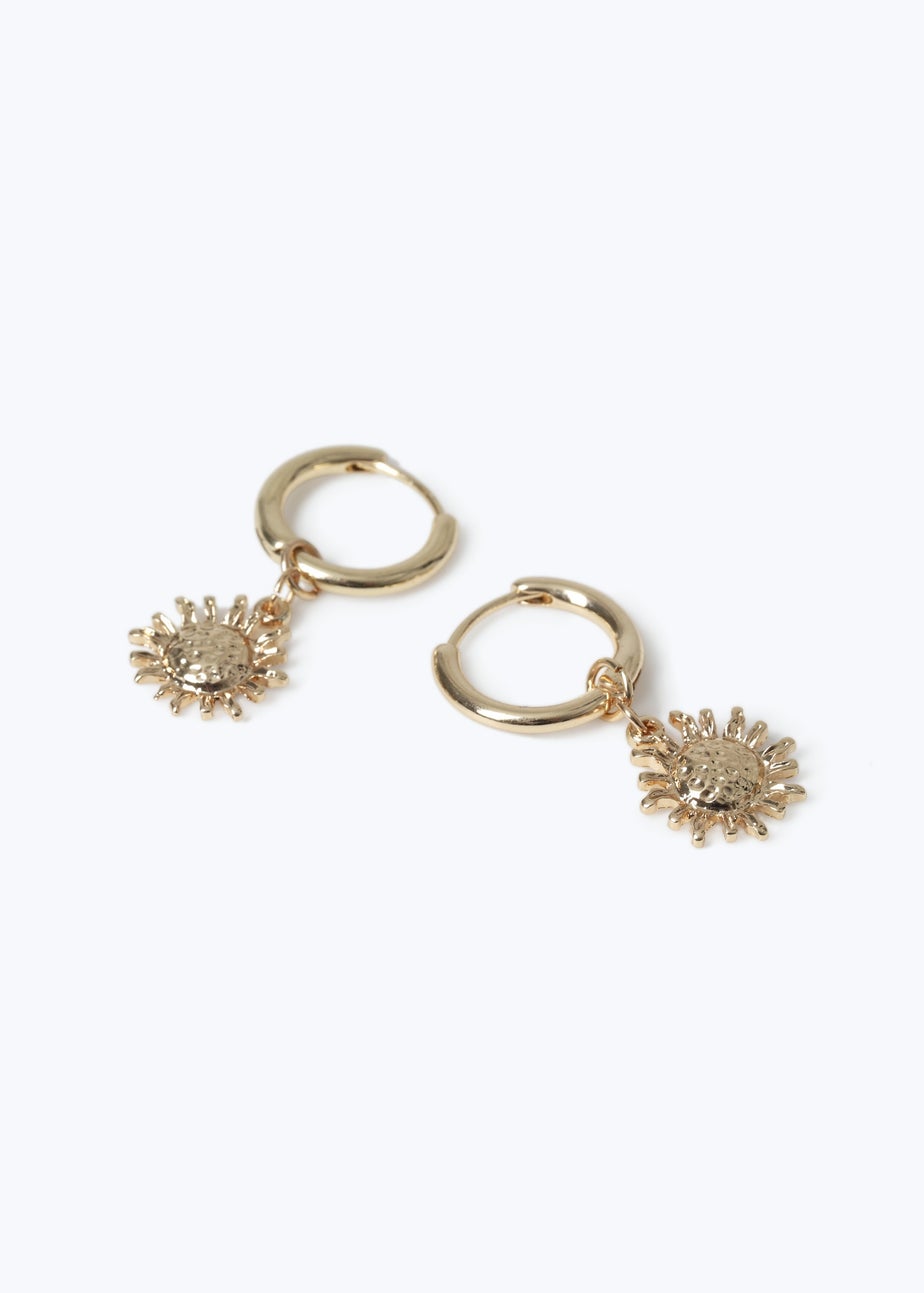 Muse Gold Hoop Sun Drop Earrings