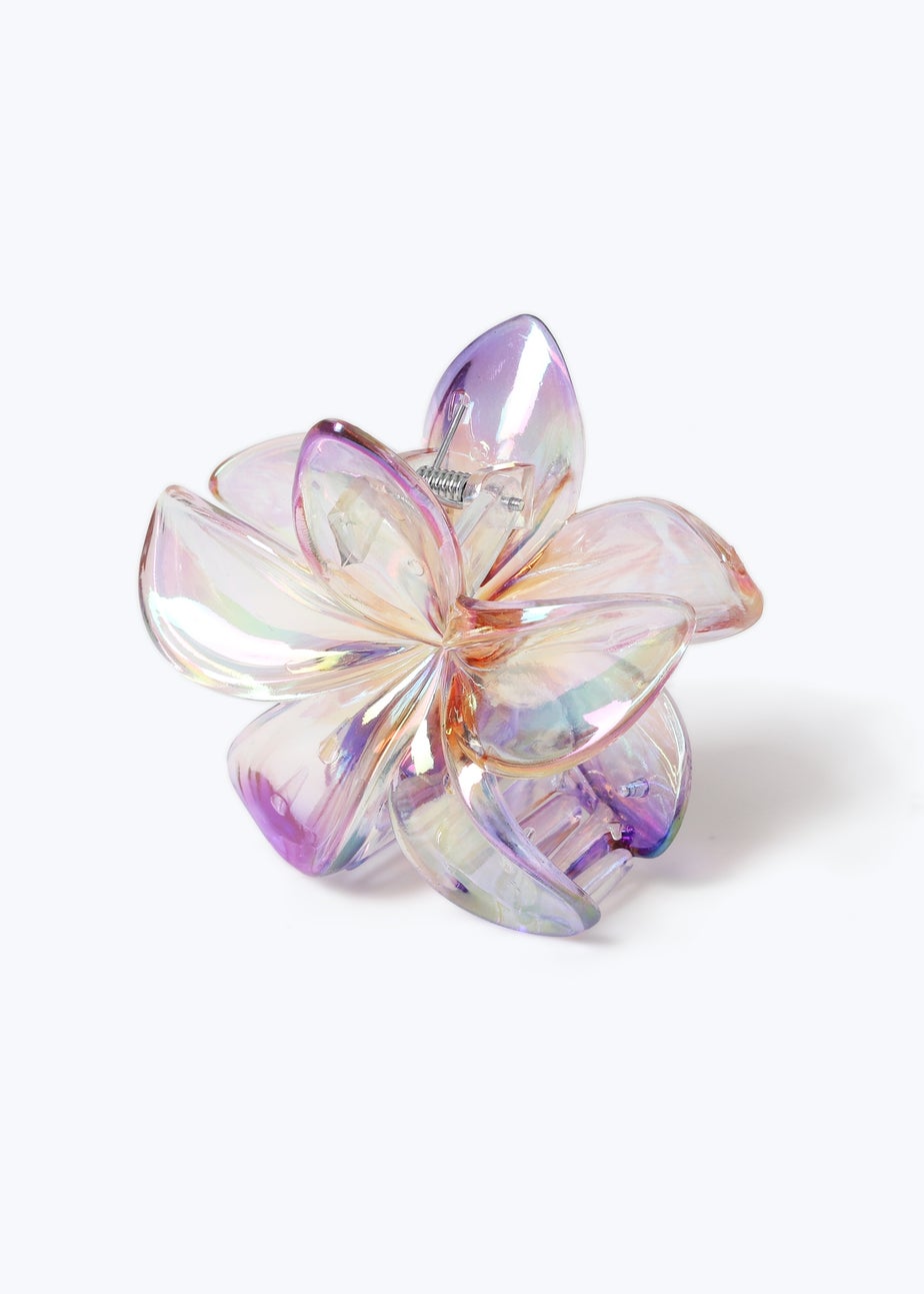 Muse Purple Shiny Hibiscus Flower Claw Clip